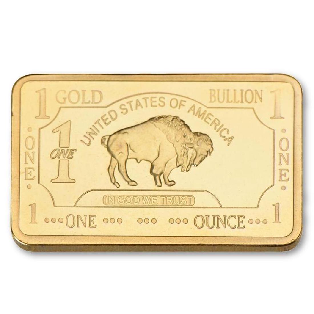 USA Buffalo Gold Clad Bar: Unites States of America Buffalo Gold Clad Bar. Weight ? 28 grams.