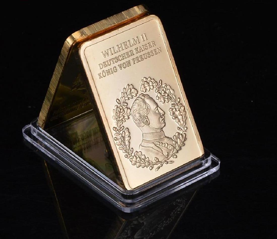 Germany Wilhelm II Gold Clad Bar: Size: 44mm x 28mm. Weight: about 35g