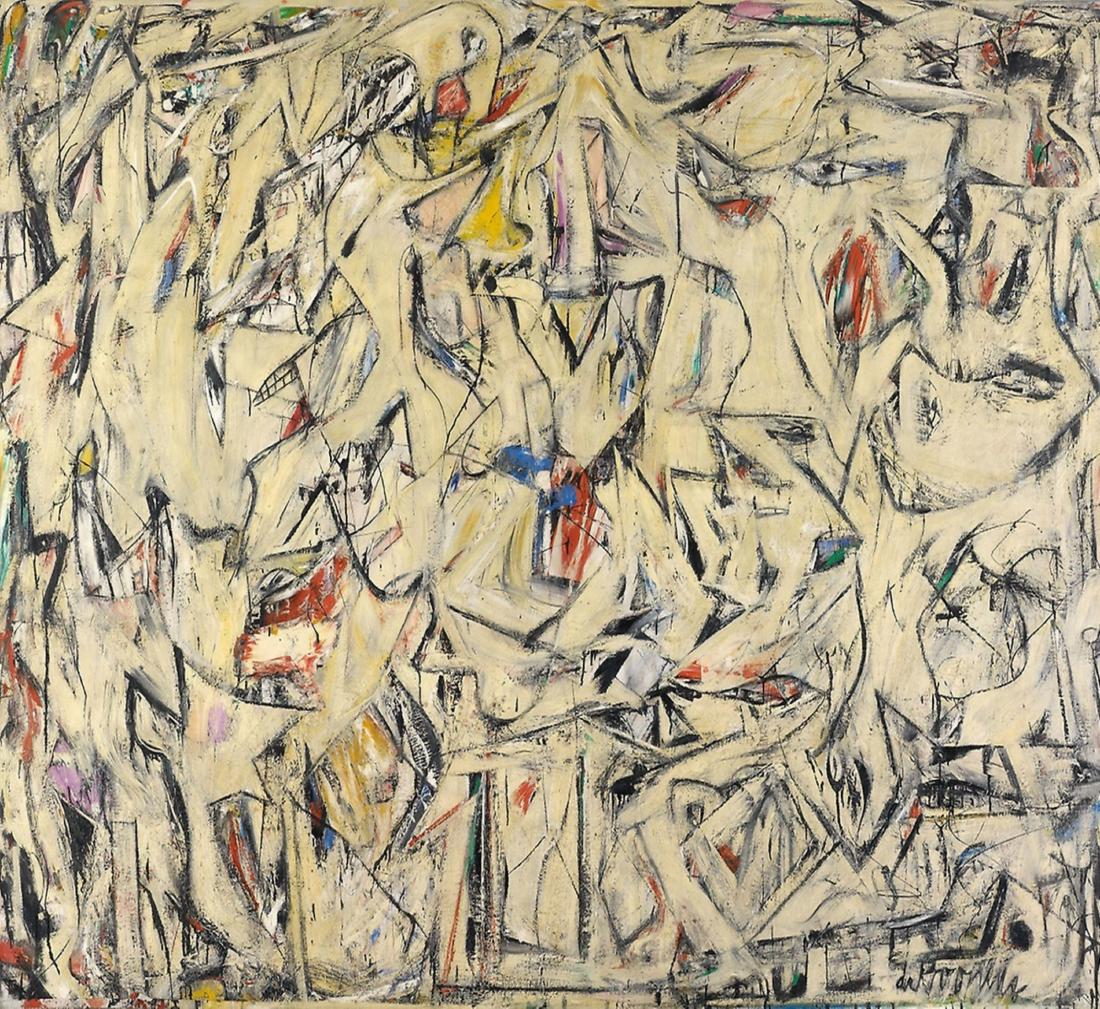 Abstract #4 Signed De Kooning: Willem de Kooning (1904-1997), in the manner of: on paper, 11 x 12 inches, framed.