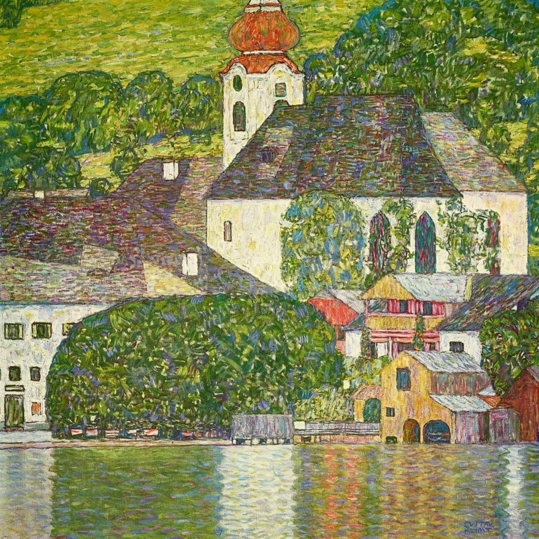 Church Signed Gustav Klimt: Gustav Klimt (1862-1918), in the manner of: on paper, 11 x 11 inches, framed.