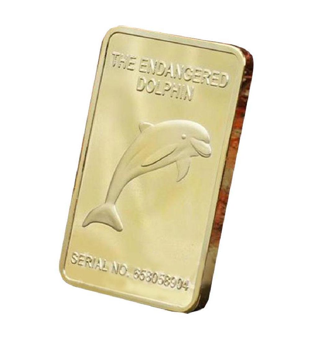 Australia Endangered Dolphin Gold Clad Bar: Size: 45mm x 30mm