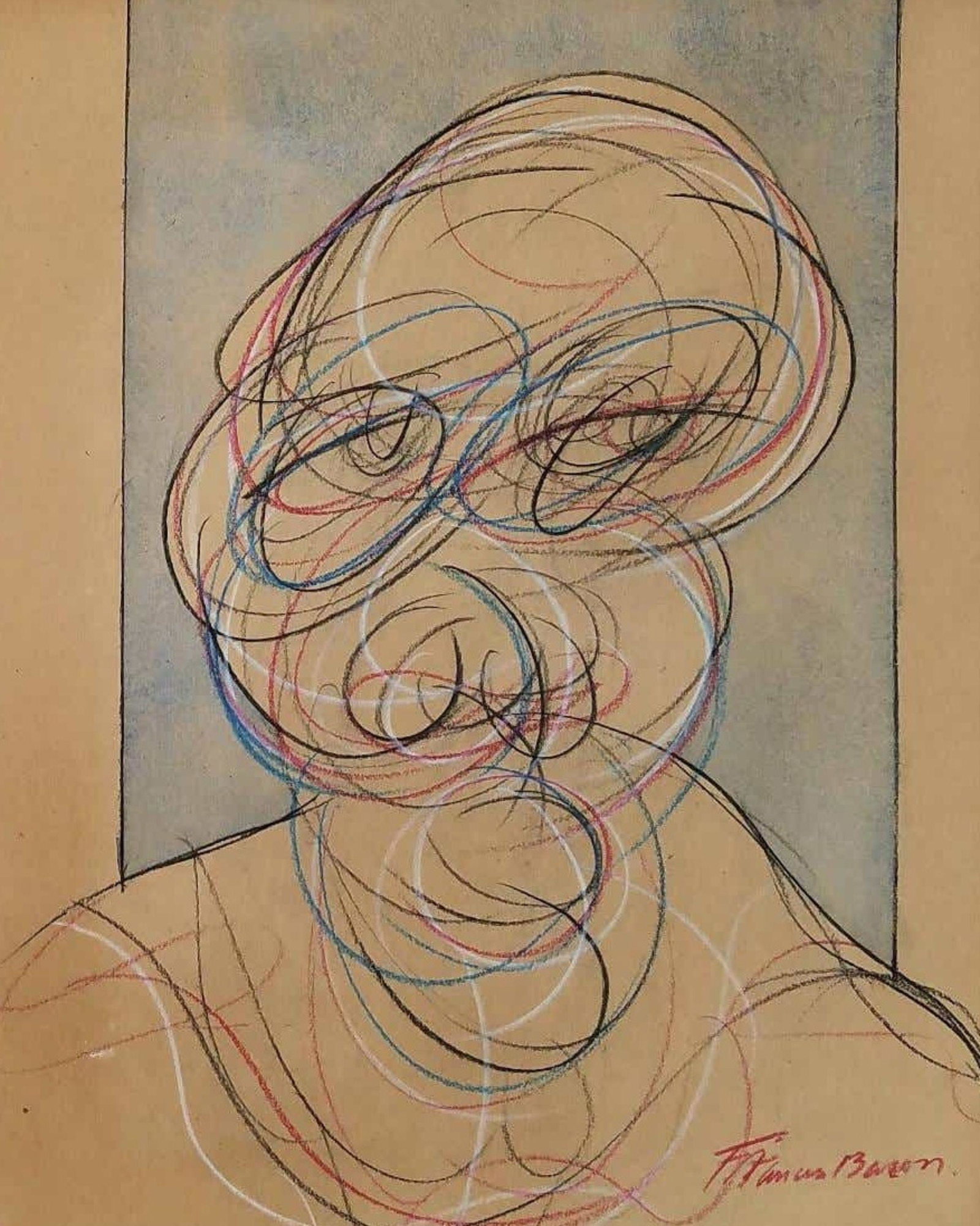 Abstract Signed Francis Bacon: Francis Bacon (1909-1992), in the manner of: on paper, 10 x 8 inches, framed.