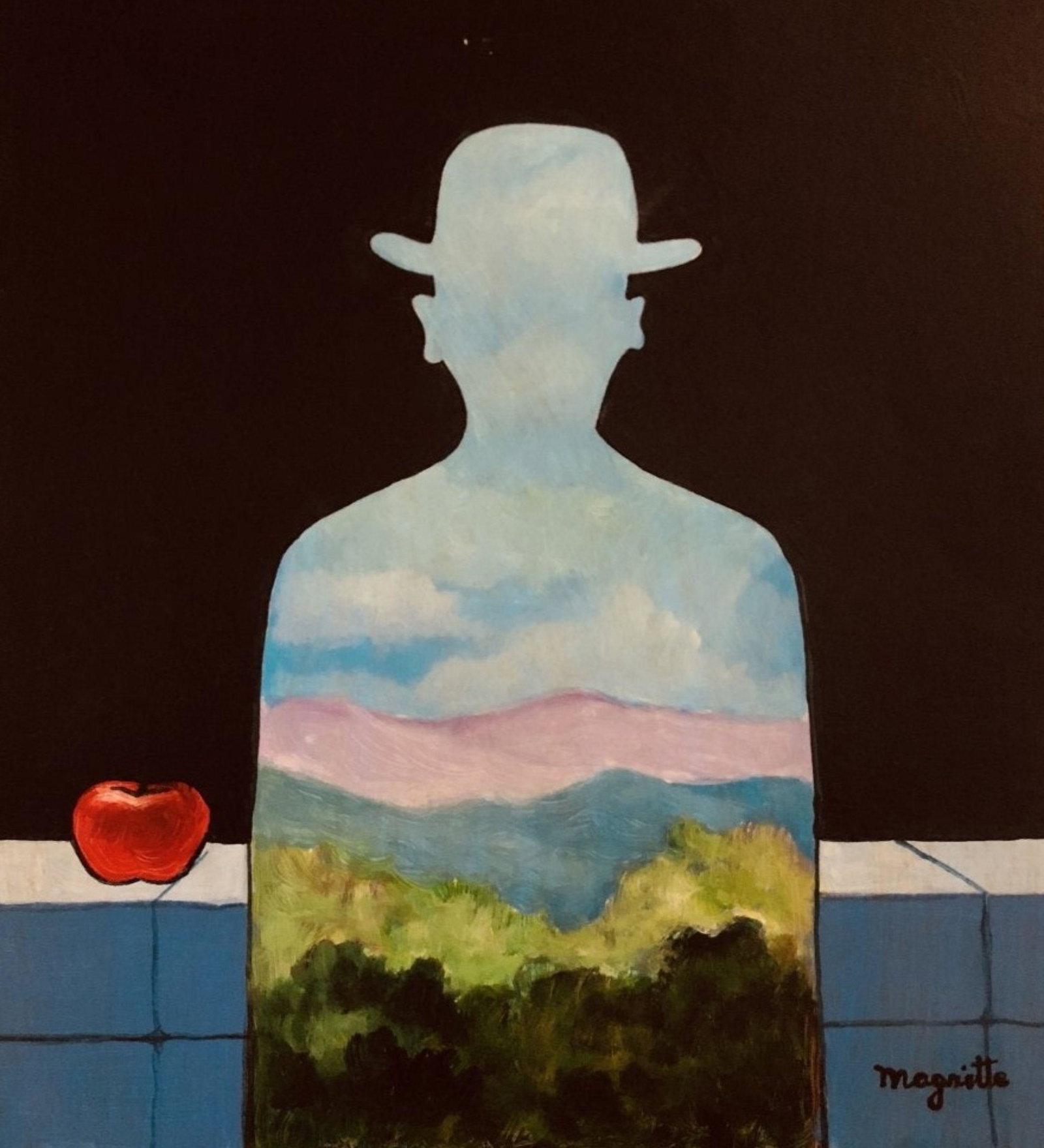 Surrealism #2 Signed Magritte: Rene Magritte (1898-1967), in the manner of: on paper, 11 x 10 inches, framed.