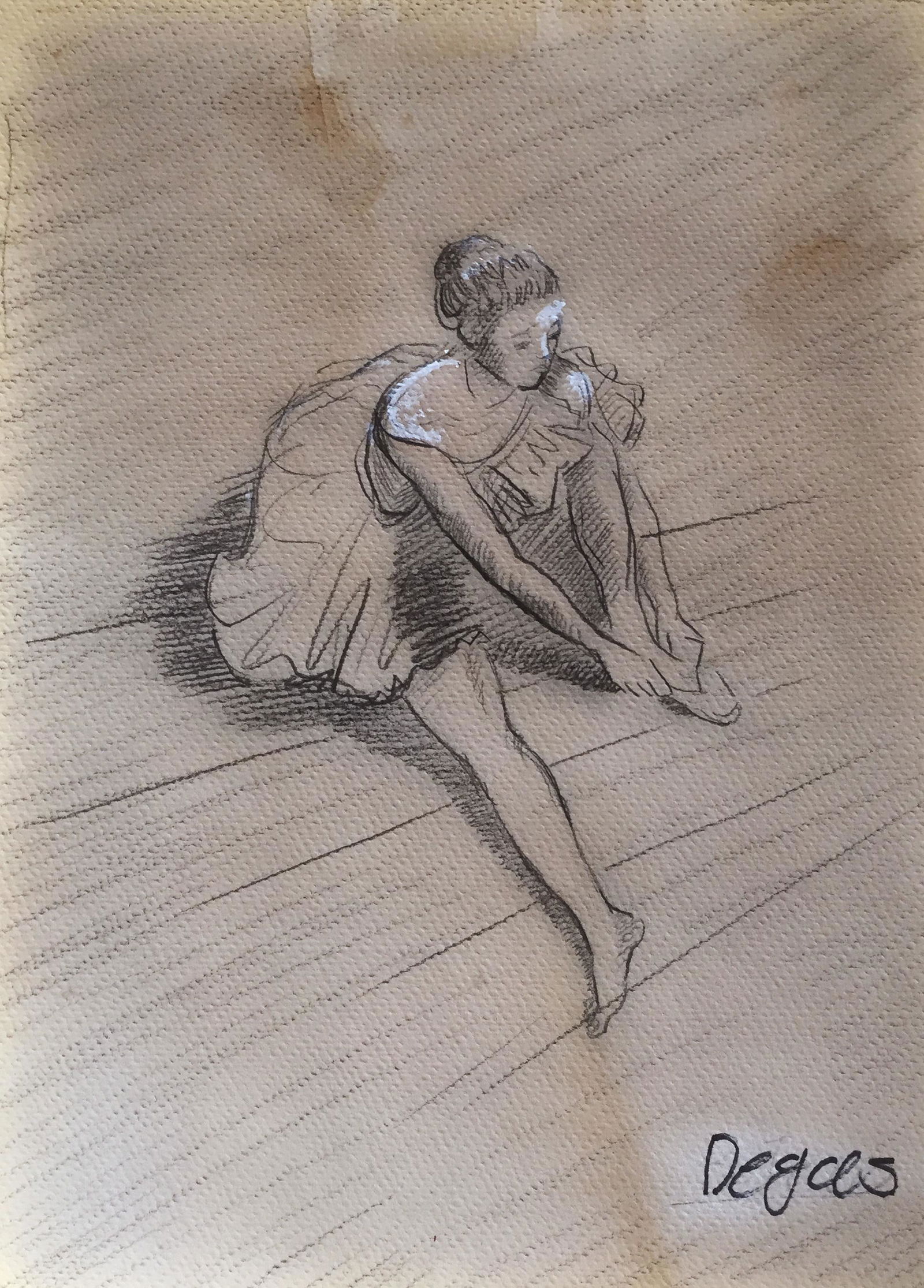 Ballerina #2 Signed Degas: Edgar Degas (1834-1917), in the manner of: on paper, 12 x 9 inches, framed.
