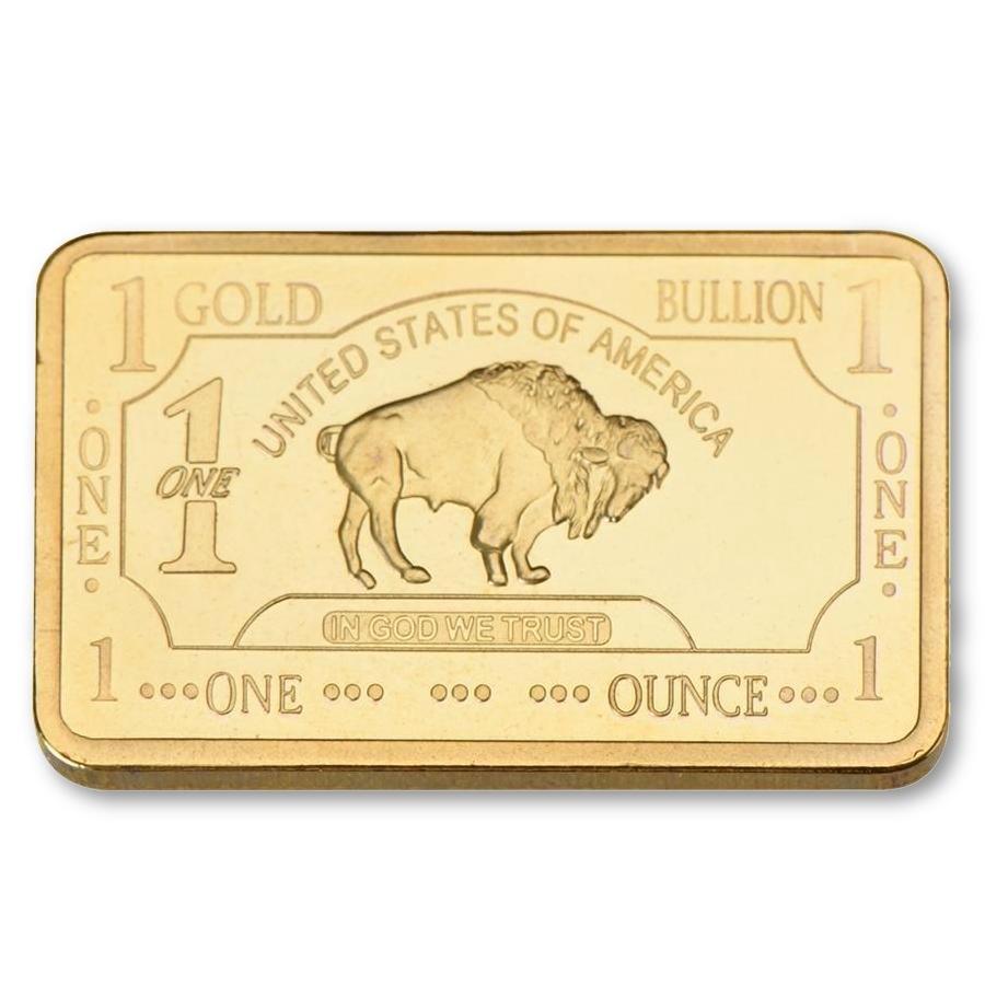 USA Buffalo Gold Clad Bar: Unites States of America Buffalo Gold Clad Bar. Weight ? 28 grams.
