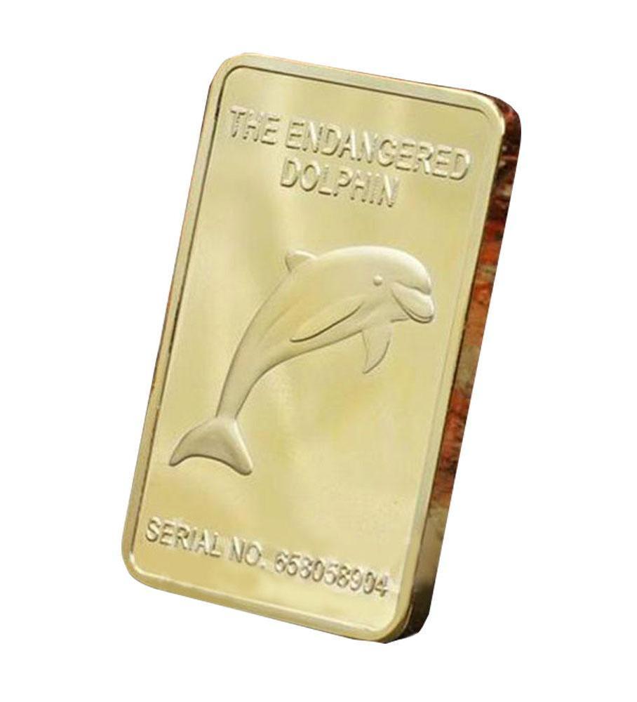 Australia Endangered Dolphin Gold Clad Bar: Size: 45mm x 30mm
