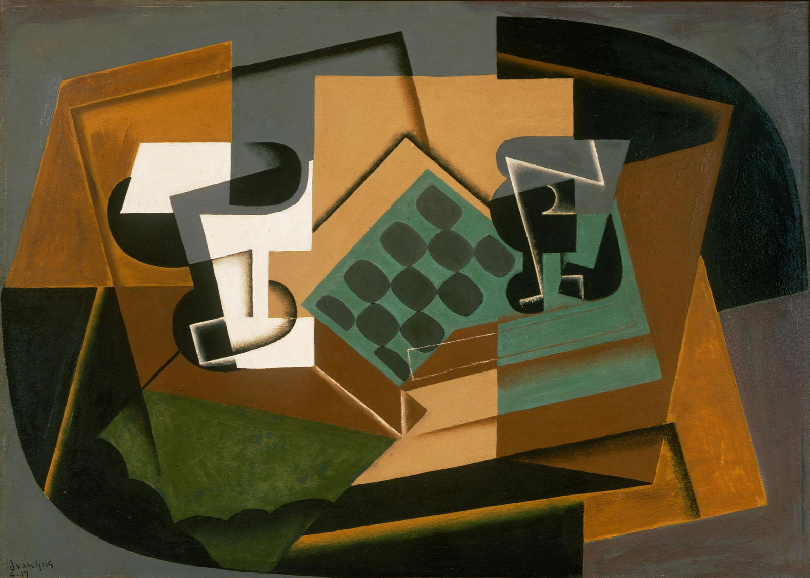 Board Game Signed Juan Gris: Juan Gris (1887-1927), in the manner of: on paper, 10 x 14 inches, framed.
