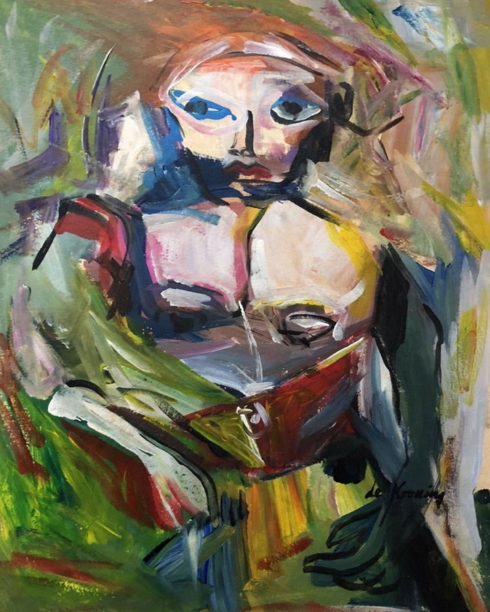 Abstract #1 Signed De Kooning: Willem de Kooning (1904-1997), in the manner of: mixed media on paper, 10 x 8 inches, framed.