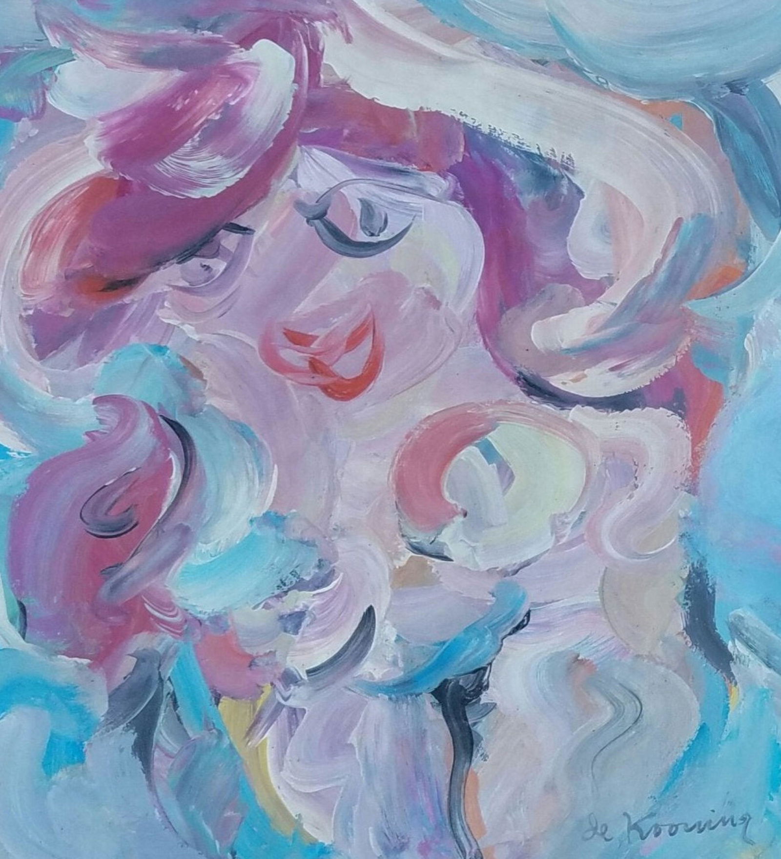 Abstract #2 Signed De Kooning: Willem de Kooning (1904-1997), in the manner of: mixed media on paper, 11 x 10 inches, framed.