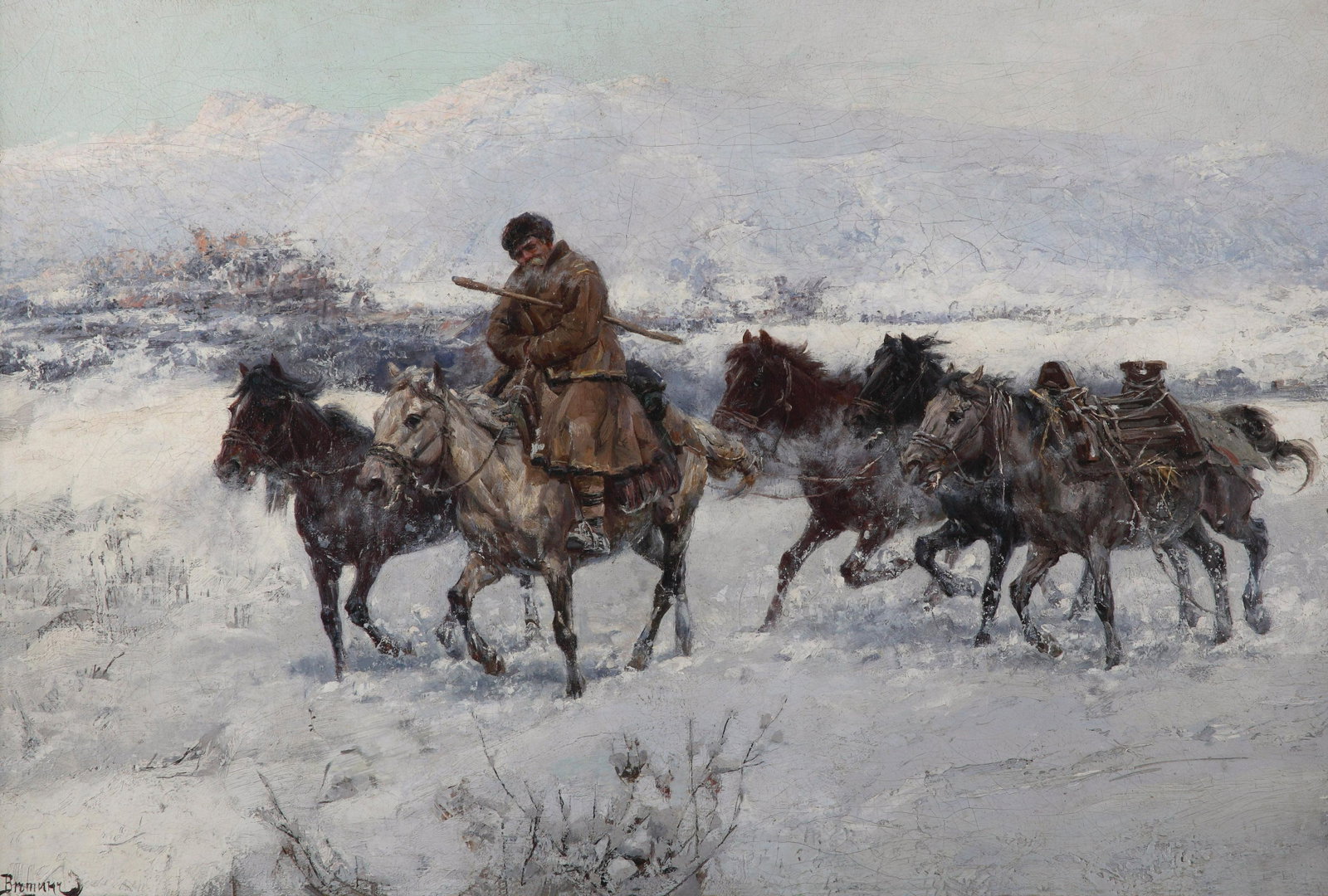 Jaroslav V?šín, Czech, Manner Of: Jaroslav František Julius V?šín (1860 – 1915), in the manner of: on paper, 10 x 16 inches, framed. Jaroslav František Julius was a Czech painter who mainly worked in Bulgaria and who was noted a