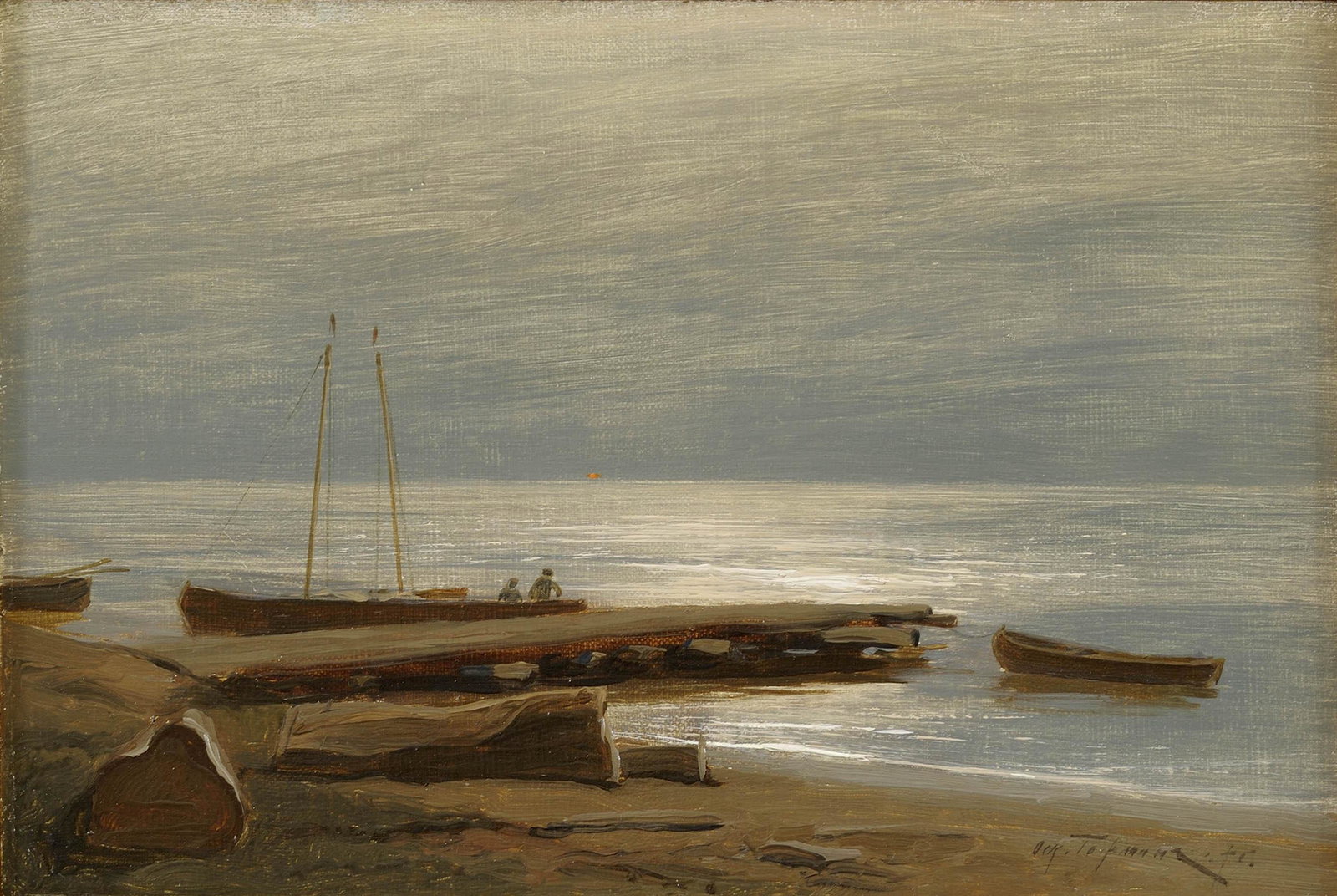 Oskar Hoffmann, Estonian, Manner Of: Oskar Georg Adolf Hoffmann (1851 -- 1912), in the manner of: on paper, 10 x 16 inches, framed. Oskar Hoffmann was a Baltic-German painter from Estonia.