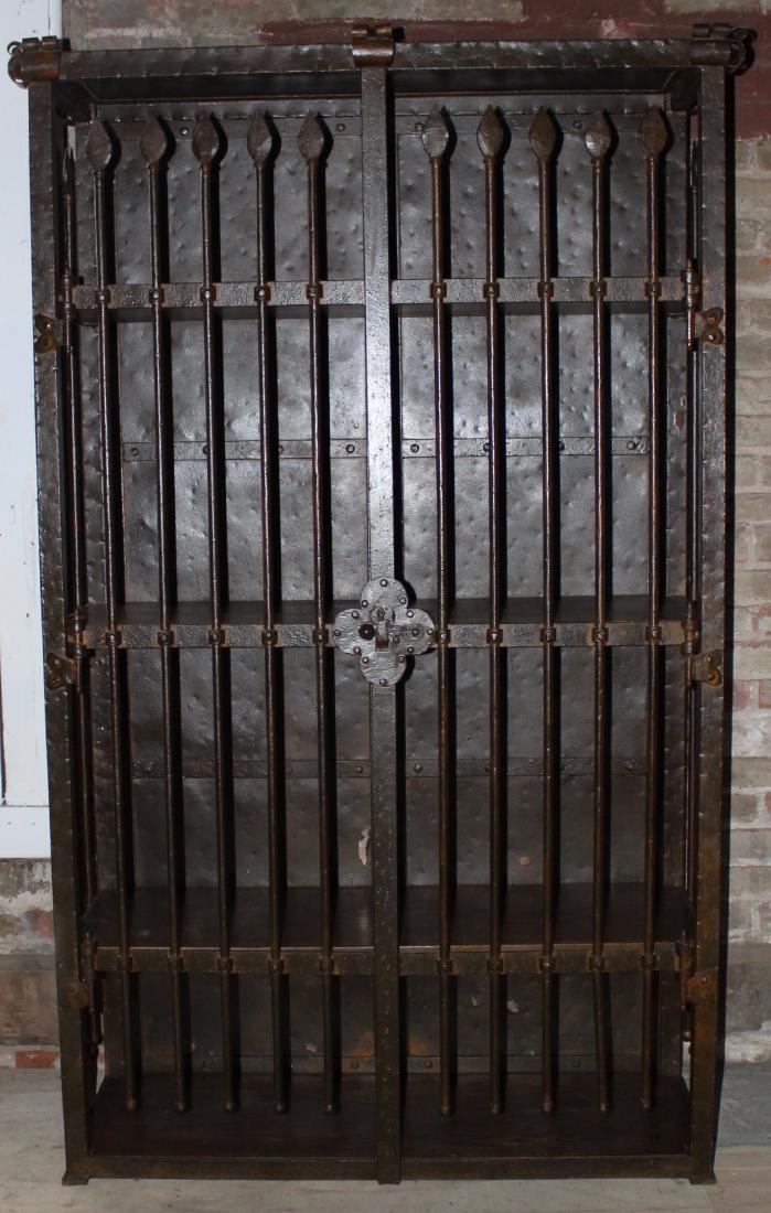 Antique Spanish Raw Iron Shelving With Gates: Antique Spanish Raw Iron Shelving With Gates measures 39.5" w x 67.75" h x 15" d and weighs approximately 250 lbs.