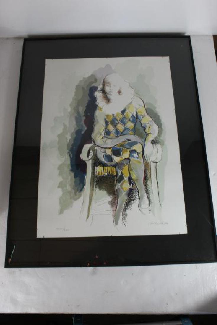 1984 Q. Nuver Serigraph Fashion Lady In Chair 27/30: This is a serigraph called Fashion Lady In Chair by Q. Never in 1984. Marked 27/30. This is a painting of a lady sitting in a chair with her kegs crossed and one arm dropped over her legs while the ot