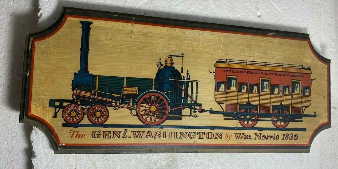 Vintage Yorkraft General Washington William Morris 1836 Train Wooden Sign/Plaque (1 of 10)