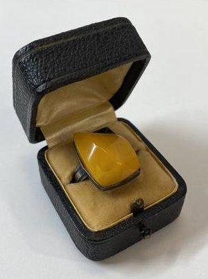 Vintage German 800 Sterling Silver Butterscotch Amber Ring (1 of 7)