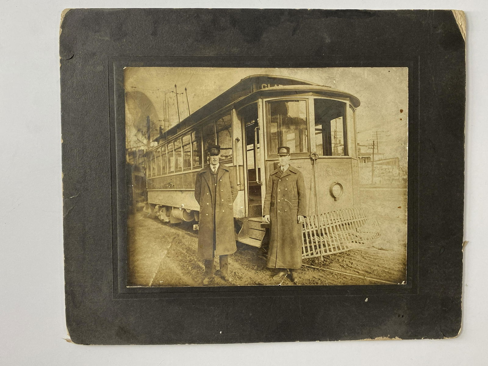 lte 1800 black and white cabin card photo of Cinncinati street car with 2 conductor's (1 of 10)