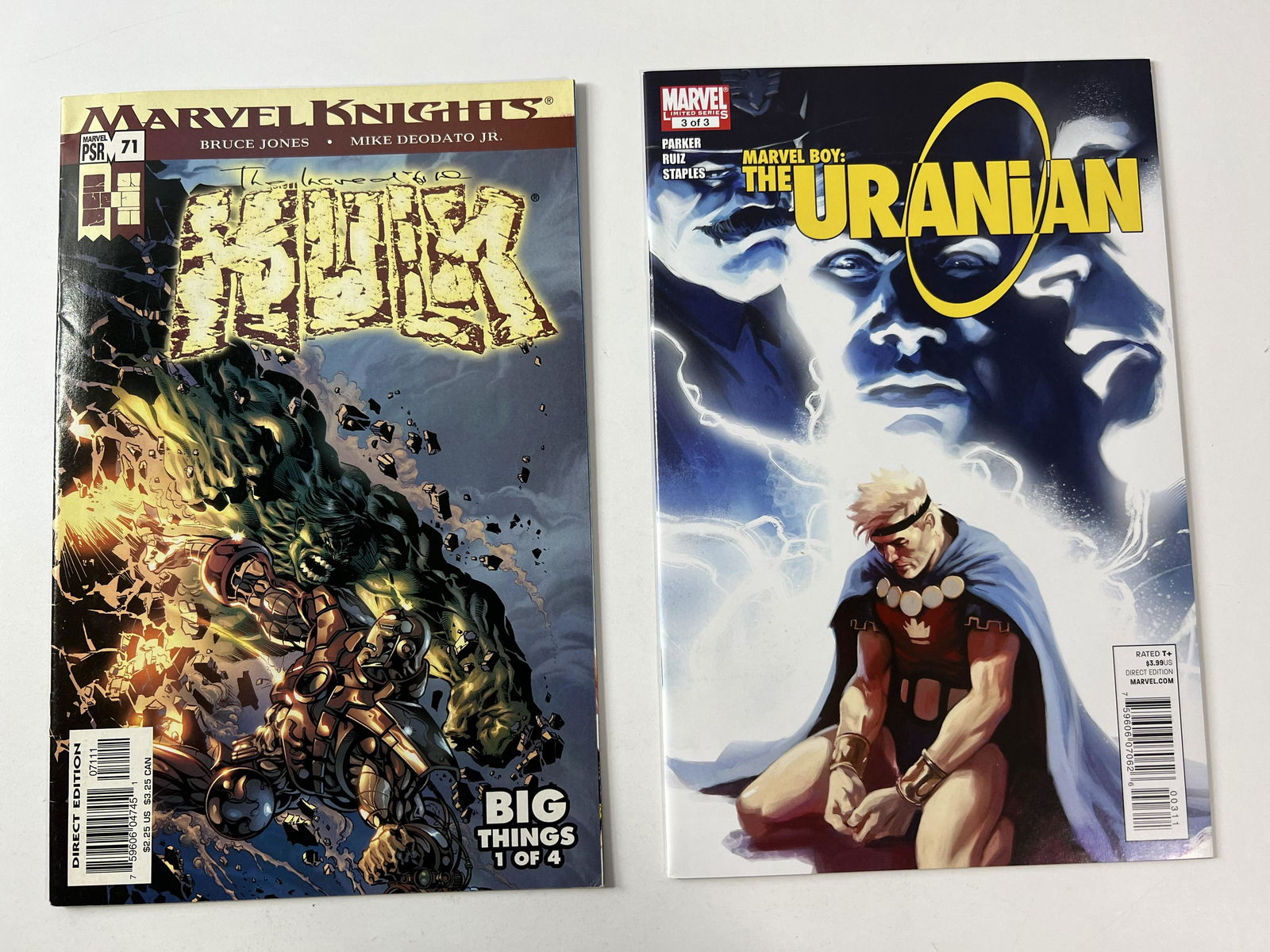 Marvel Knights: The Incredible Hulk No. 71  1999 & Marvel Boy: THe Uranian 3 of 3 March 2010 (1 of 11)