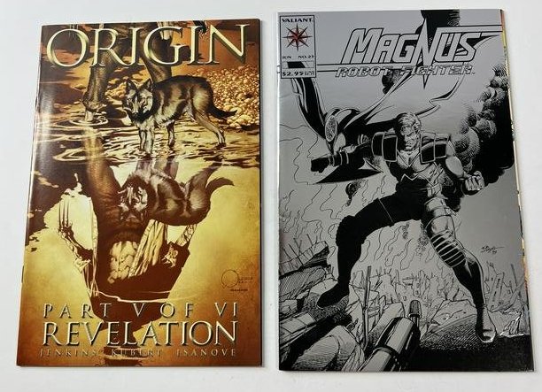 Wolverine: Origin Part V of VI Revelation Vol. 1 No. 5 May 2002 & Magnus Robot Fighter Vol. 1 No. 25: Two Comic Books:- Wolverine: Origin, Part V of VI, Revelation Vol. 1, No. 5, May 2002 (Marvel Comics) and Magnus Robot Fighter, Vol. 1, No. 25, June 1993 (Valiant Comics)