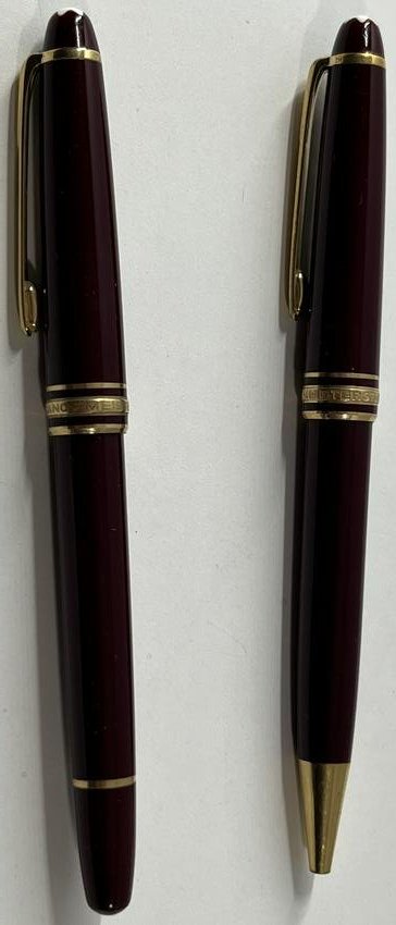 Montblanc meisterstuck fountain pen 4810 14kt and meisterstuck pen set burgundy: Montblanc meisterstuck fountain pen 4810 14kt and meisterstuck pen set burgundy the fountain pen is in great condition and the pen works great nice set selling without box