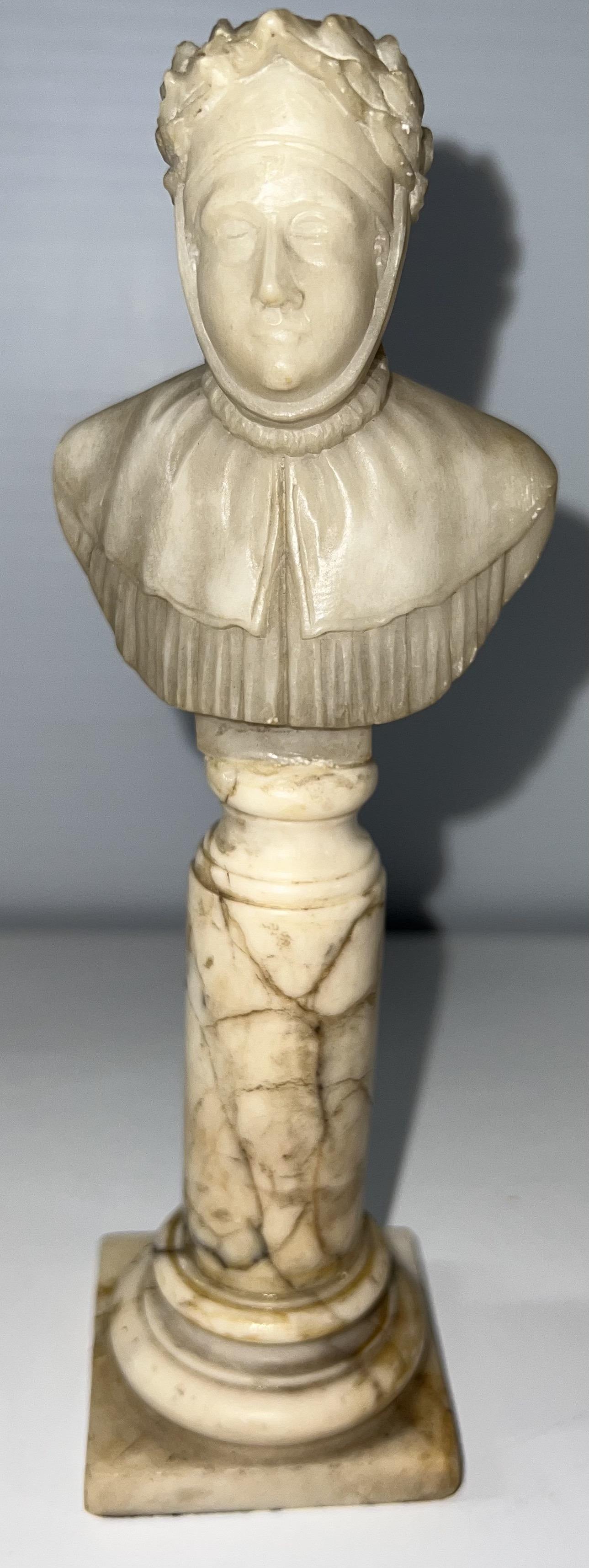 19th Century White Marble Sculpture of Dante Alighieri Provenance Gianni Versace Miniature Bust on a (1 of 10)