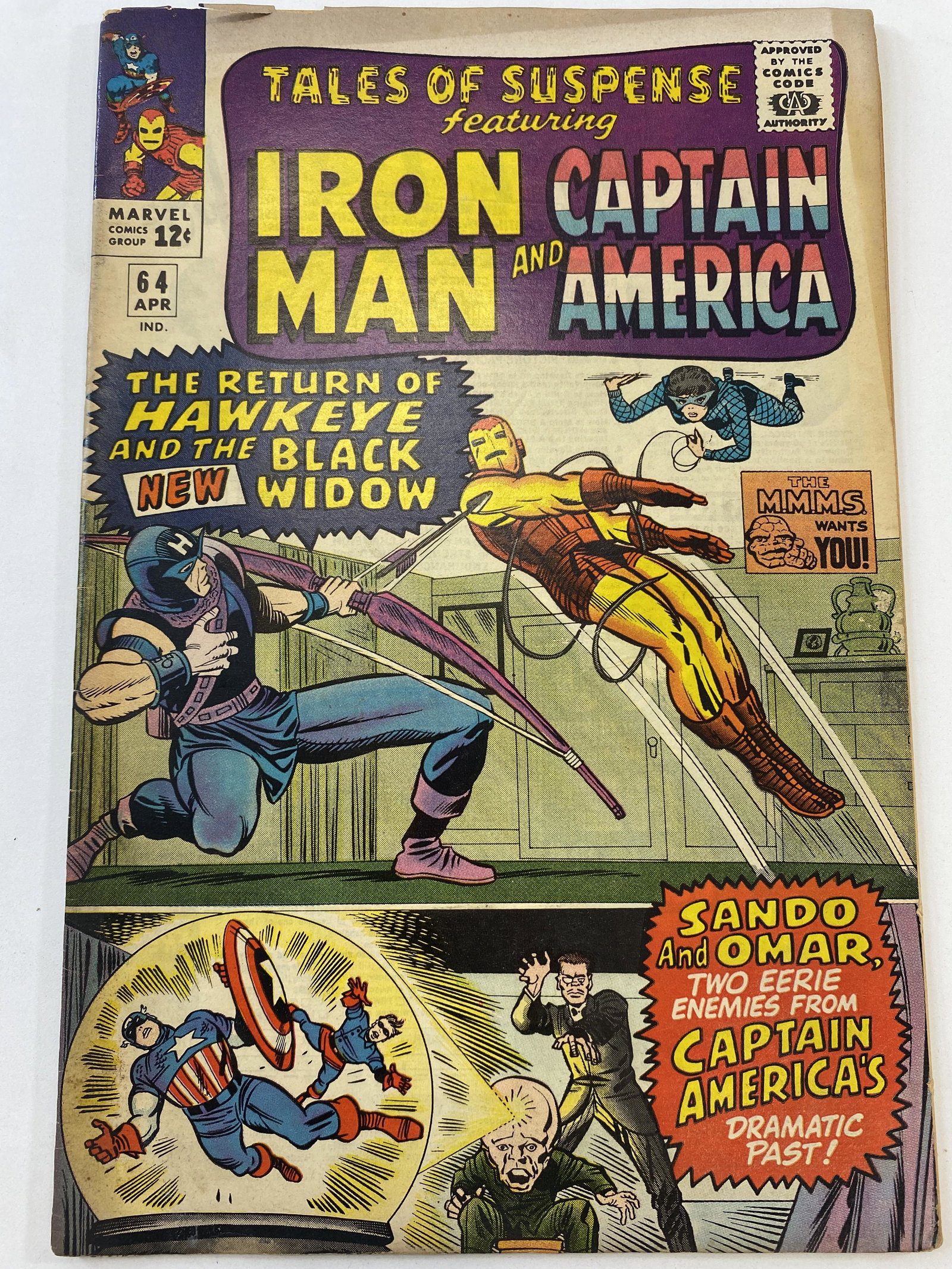 Tales of Sespense Featuring Iron Man and Captain America No. 64 Apr 1965: Tales of Suspense Featuring Iron Man and Captain America.No 64 Apr 1965 The return of Hawkeye and the New Black Widow. I looked through the book and it appears to be Low to Medium Grade 3.0 to 6.5 con