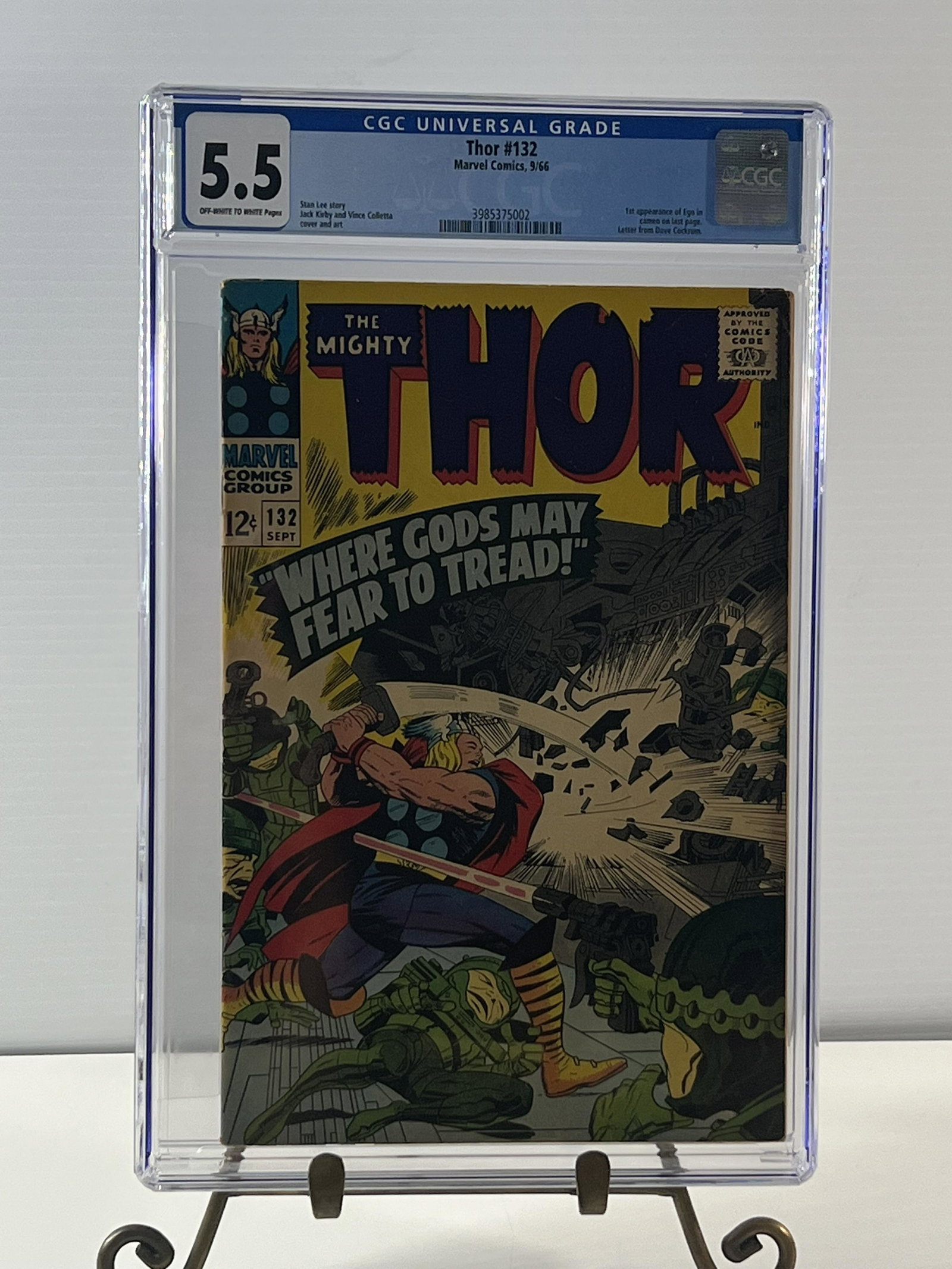 CGC Thor 132 9/66 Marvel Comics Universal Grader Notes 5.5 OFF-WHITE TO WHITE (1 of 4)
