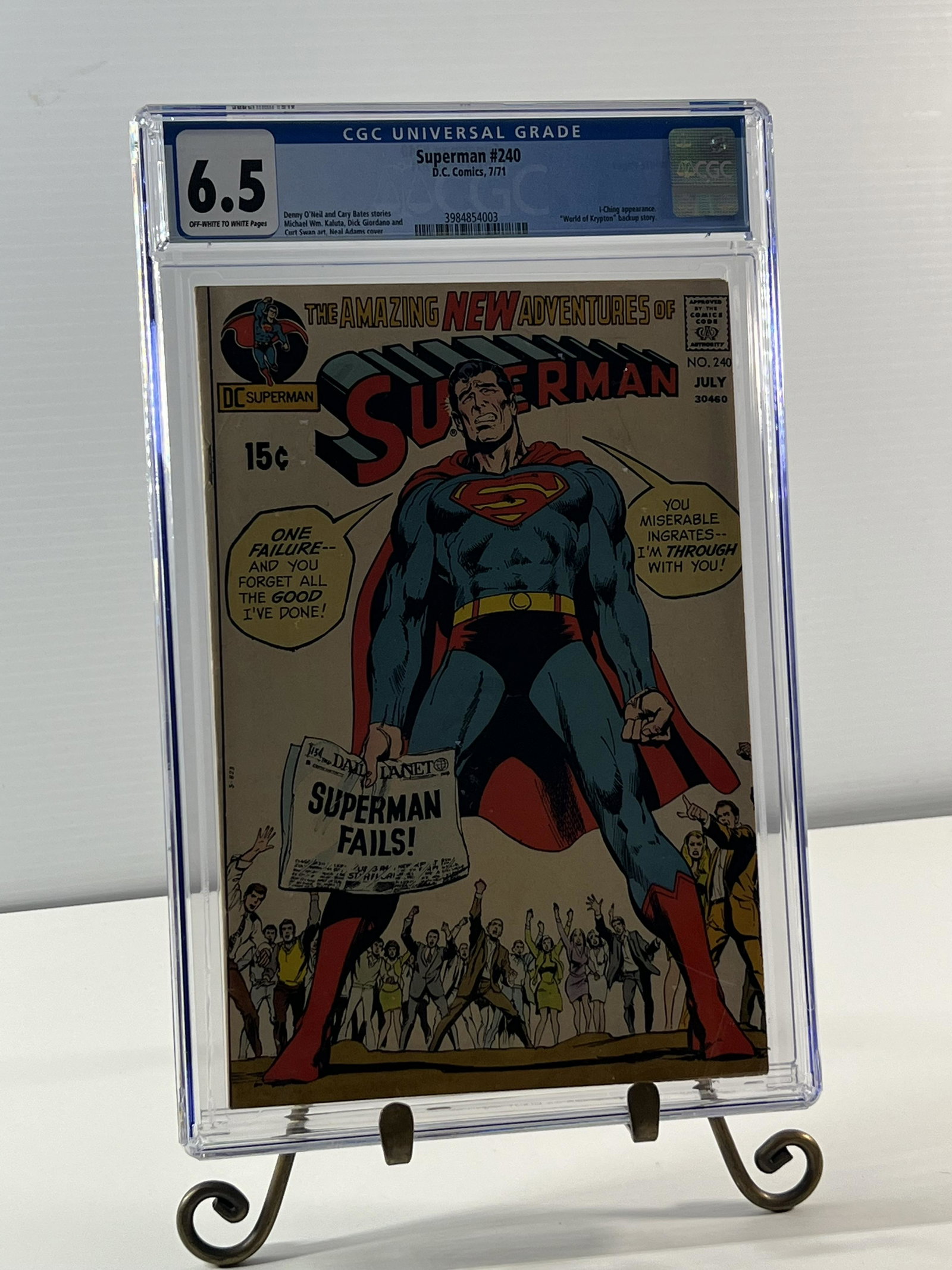 CGC Superman 240 7/71 D.C. Comics Universal Grader Notes 6.5 OFF-WHITE TO WHITE (1 of 4)