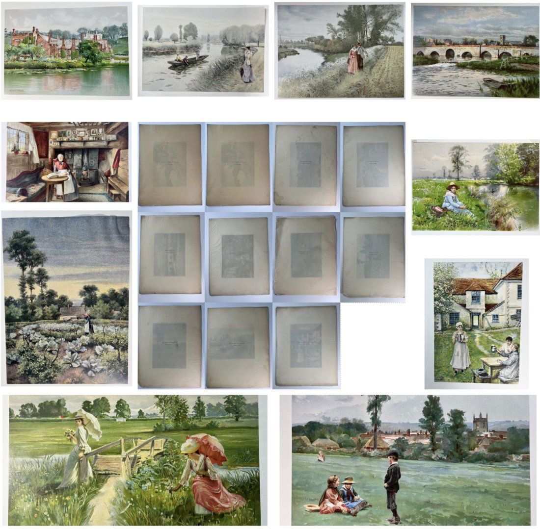 Vintage Art Prints Lot of 10 From the Book "The Homes and Haunts of Shakespeare" Each print has a: Vintage Art Prints Lot of 10 From the Book "The Homes and Haunts of Shakespeare. Each Print Has a covering with the Artist name and Title of the Print. 1) "A Quart of Ale is a Dish For A king" George