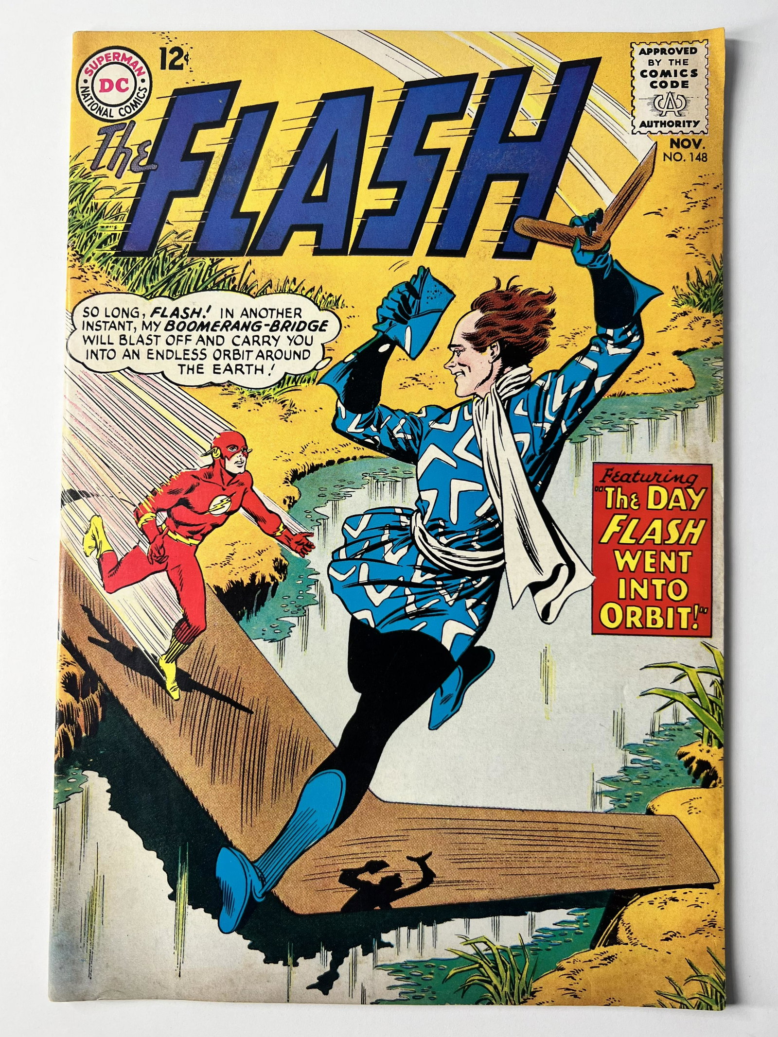 The Flash Nov 1965 No. 148: The Flash Nov 1965 No. 148. Caption: "Featuring "The Day Flash went in Orbit!" I looked through the book and it appears to be Low to Medium Grade 3.0 to 6.5 condition.