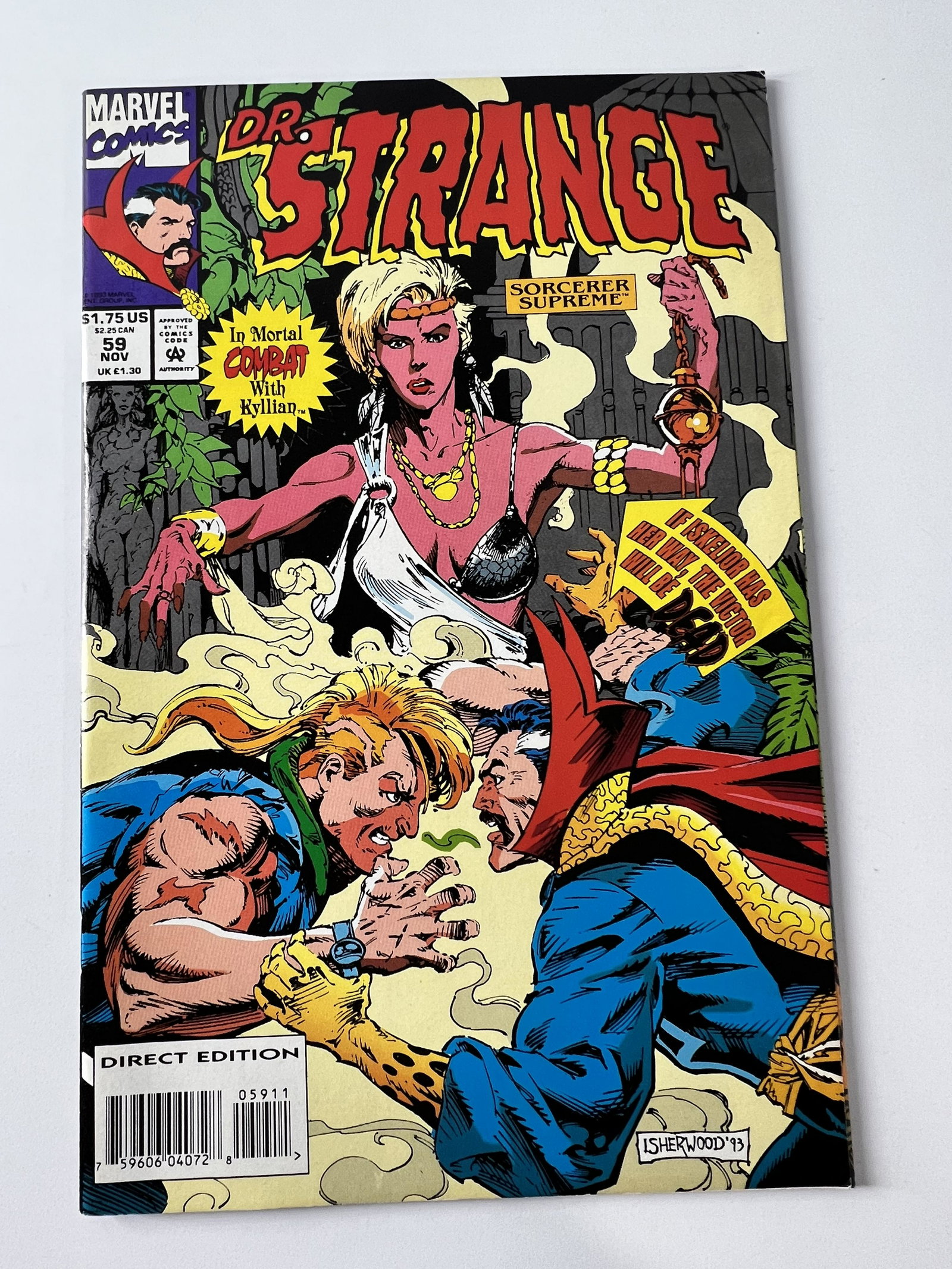 Dr. Strange Nov. 1993 Vol. 1 No. 59: Dr. Strange Nov. 1993 Vol. 1 No. 59. Caption: "In Mortal Combat With Kyllian" I looked through the book and it appears to be in Medium to High Grade 7.0 to 9.5 condition.