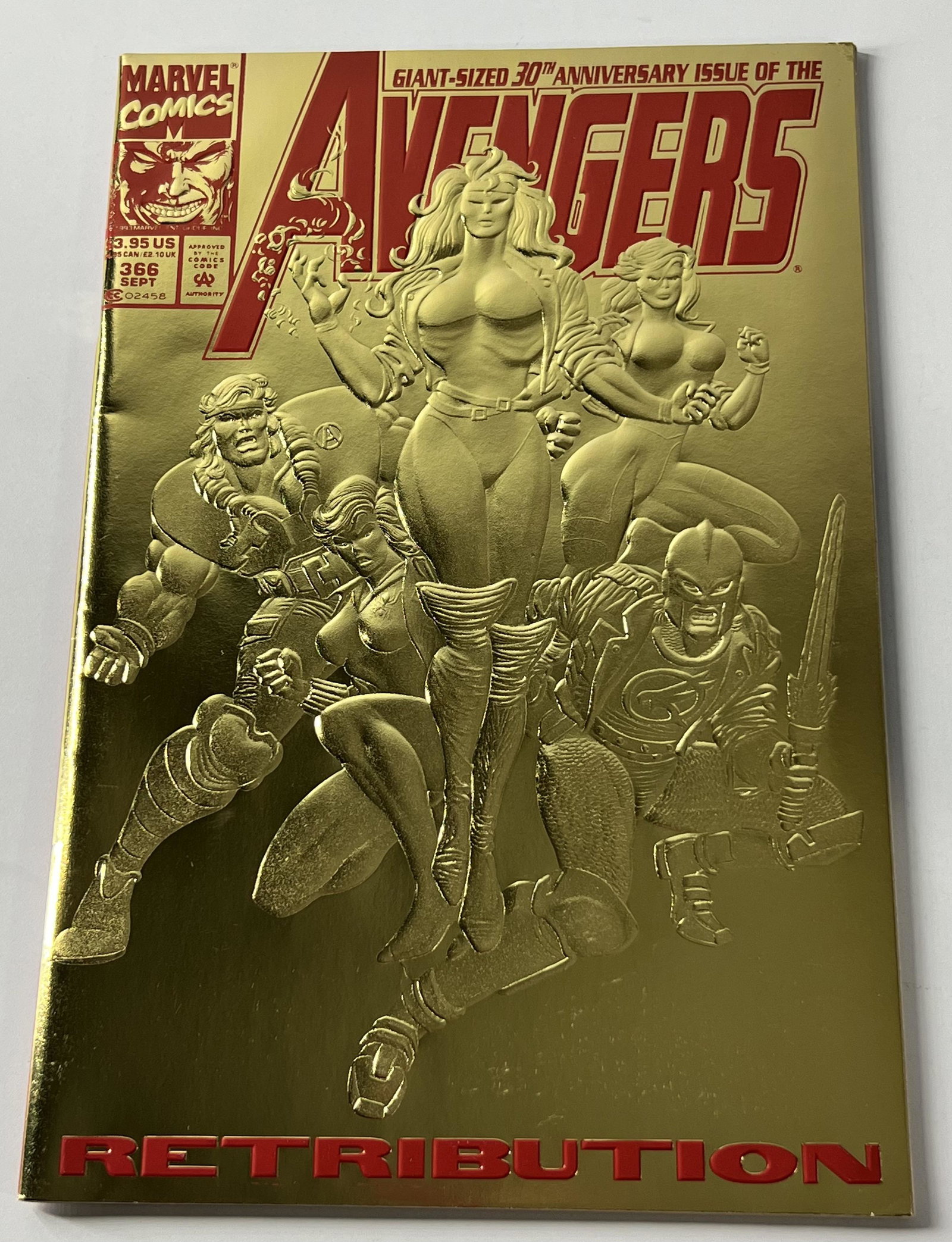 The Avengers Sept 1993 Vol. 1 No. 366: The Avengers Sept 1993 Vol. 1 No. 366. Caption: "Retribution" I looked through the book and it appears to be in Medium to High Grade 7.0 to 9.5 condition.