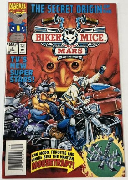 Biker Mice from Mars Vol. 1 No. 2 Dec 1993: Biker Mice from Mars Vol. 1 No. 2 Dec 1993. Caption: "Can Modo, Trottle and Vinnie Beat The Martian Mousetrap?!" I looked through the book and it appears to Medium to High Grade 7.0 to 9.5 condition.