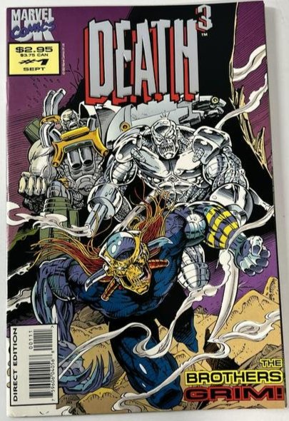 Death 3 Vol. 1 No. 1 Sept 1993: Death 3 Vol. 1 No. 1 Sept 1993. Caption: "The Brothers Grim!" I looked through the book and it appears to Medium to High Grade 6.0 to 9.5 condition.