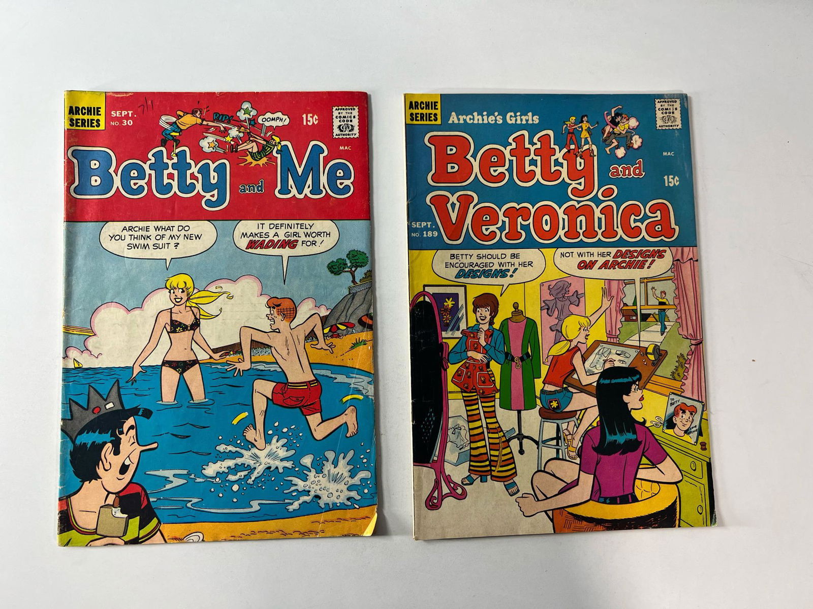 (2) Betty and Me No. 30 Sept 1970 & Archies Girl Betty and Veronica No. 189 Sept 1971 (1 of 6)