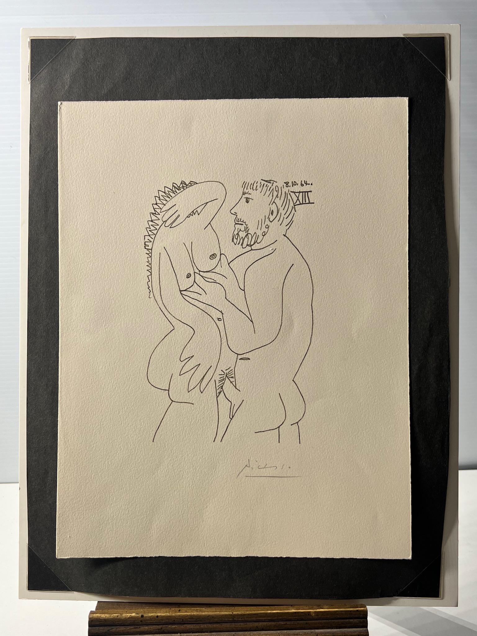 Pablo Picasso Original Lithograph on Paper Hand Signed in Pencil 8.10.64 XIII Part of a Suite Know (1 of 3)