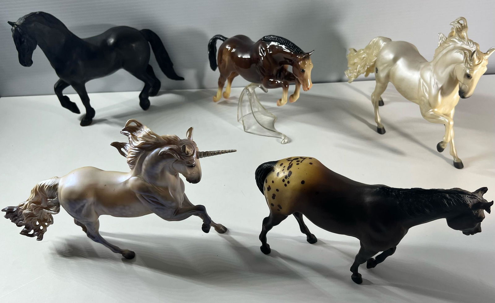 (5) Traditional Breyer Horses: Friesian, Cupcake Honey Bay Pony, Templado, Unicorn, & Indian Pony. (1 of 6)