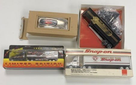 (4) Snap-on Racing 1994 Goodwrench Transporter Dale Earnhardt #3 Limited Edition, Snap-on: (1) Snap-on Racing 1994 Transporter Dale Earnhardt #3 Limted Edition - Brand New in package (2) Snap-on Tools 1995 Limited Edition 75th Anniversary Collectible 1/64 Scale Die Cast Tractor and Trailer