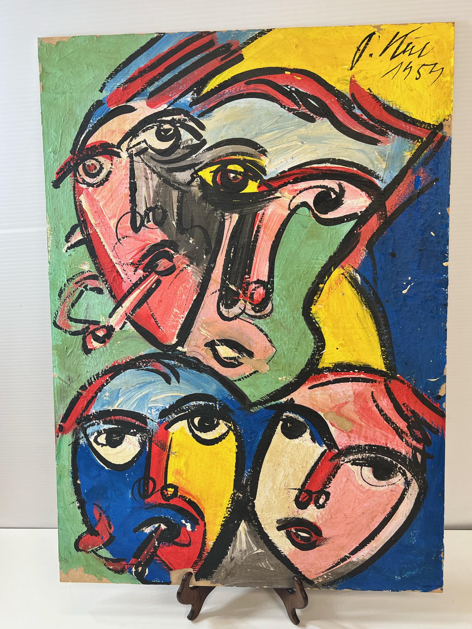 Peter Robert Kiel Original Oil Painting on Board Signed Upper Right and on the Back also Dated 1959.: Peter Robert Kiel Original Oil Painting on Board Signed Upper Right and on the Back also Dated 1959. It has some Paint Loss. This is a impressive oil painting. The paint loss is on the upper right, bo