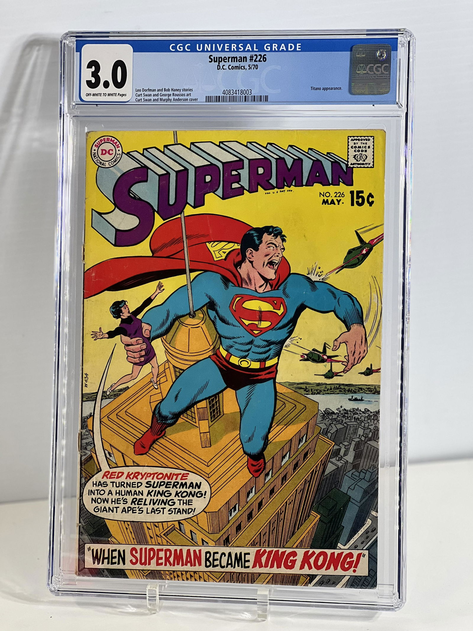 Superman 226 5/70 D.C. Comics Universal CGC 3.0 OFF-WHITE TO WHITE (1 of 4)