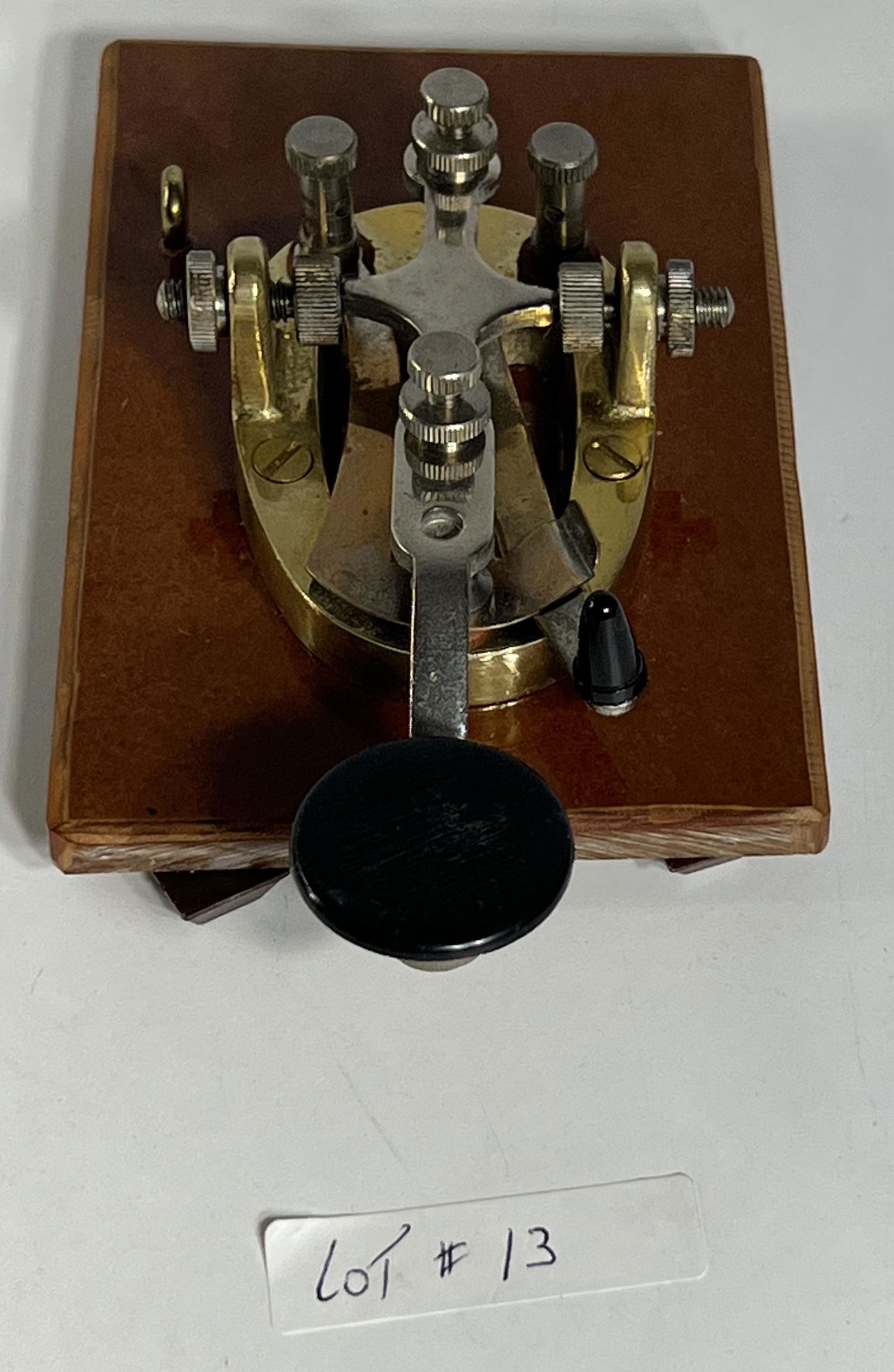 Vintage Morse Code Telegraph Key with Wood Base (1 of 5)