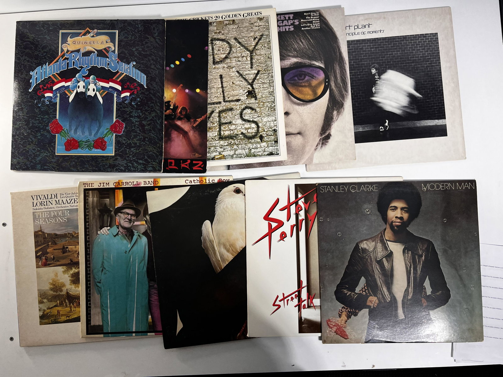 Vivaldi Orchestra National de Franc, Lorin Maazel, The Jim Carroll Band, Steve Perry, Santana,: Vivaldi Orchestra National de Franc, Lorin Maazel - The Four Seasons 1984: Side 1: Serial No. DB-39008-1A Side 2: Serial No. DB-39008, Catholic Boy - The Jim Carroll Band 1980: Side 1: Serial No. R-13