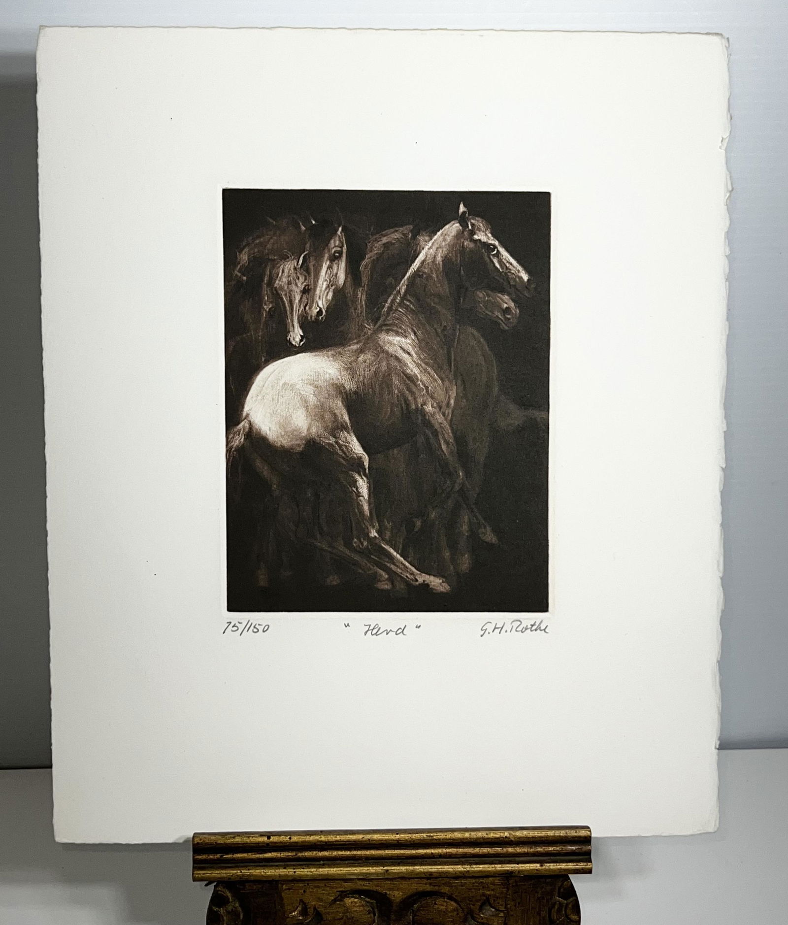 G H Rothe "Herd" Etching No 75/150 (1 of 4)