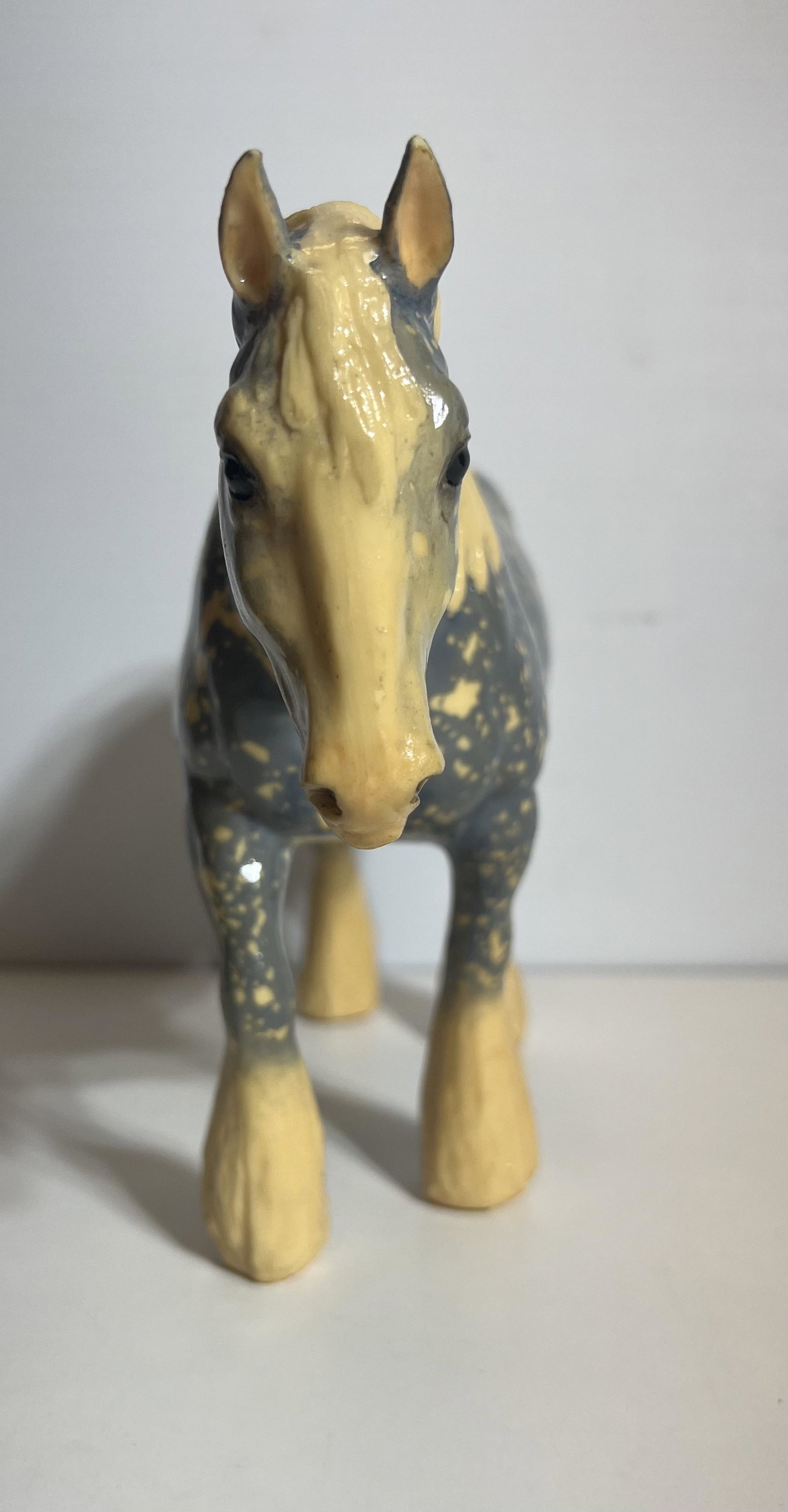 Breyer Horse - Bernadette - Capenhagen No. 712282 - 2019: Bernadette - Capenhagen No. 712282 - 2019. Glossy copenhagen blue, resist dapples, bald face, white mane and tail, 4 socks. Our Breyer Horse does not have the blue ribbon sticker. It measures . The Or