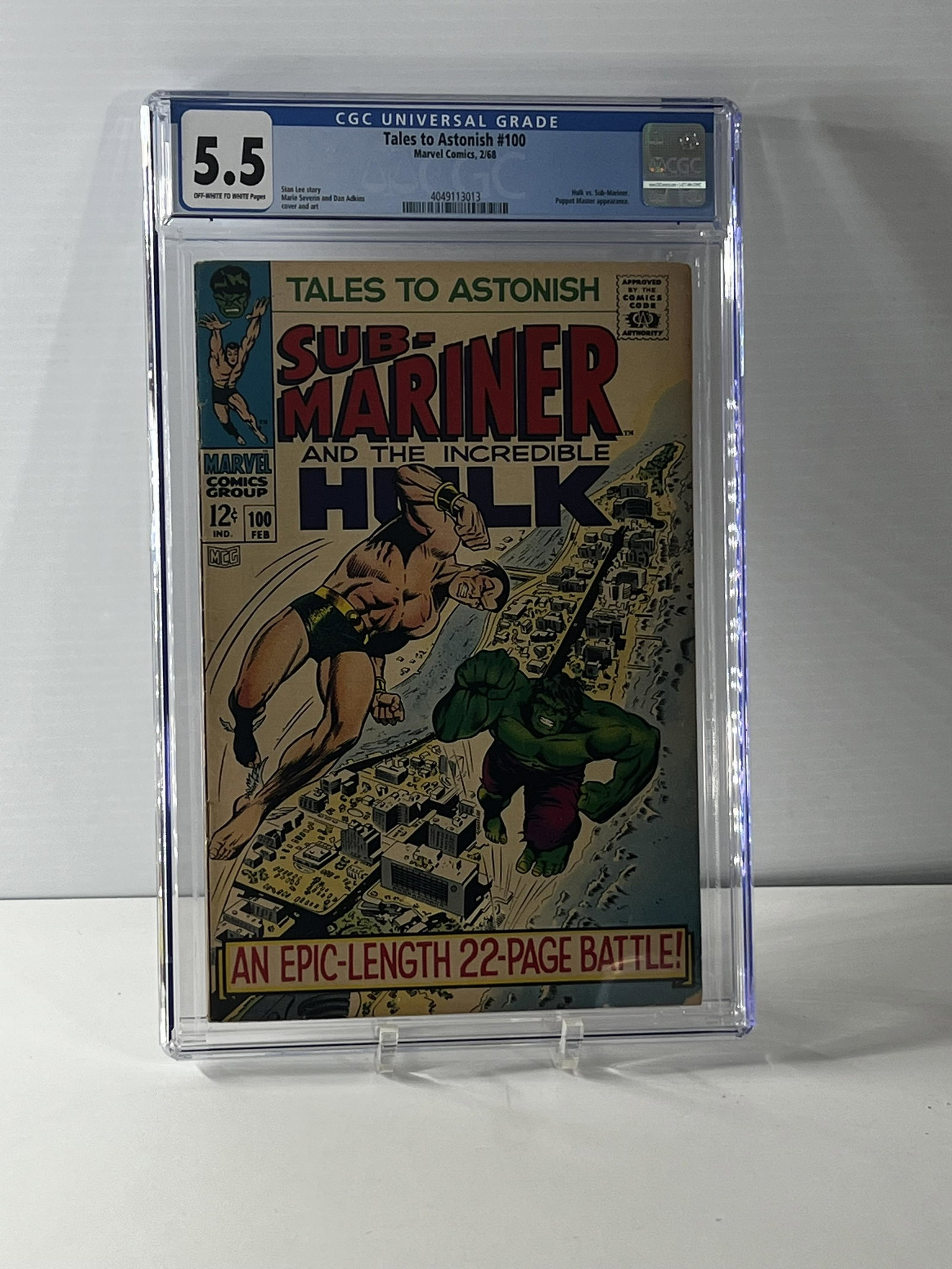 Tales to Astonish 100 2/68 Marvel Comics Universal CGC 5.5 OFF-WHITE TO WHITE (1 of 4)