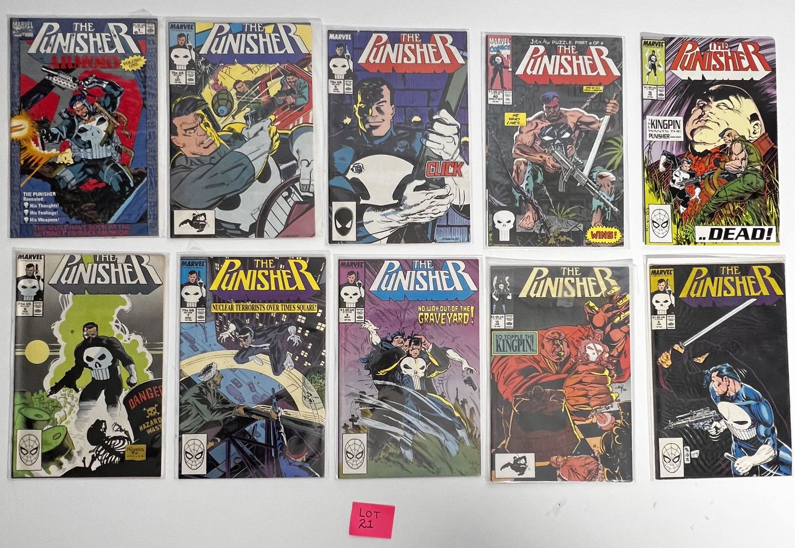 (10) Marvel Comic Books The Punisher No. 1, No. 3,  No. 5, No. 6, No. 7, No. 8, No. 9, No. 15,  No. (1 of 3)