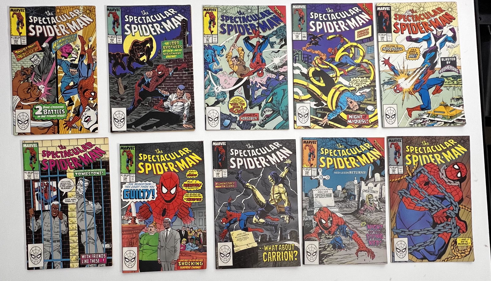 Marvel Comic Books The Spectacular Spider-Man No. 144, No. 145, No. 146, No. 147, No. 148, No. 149, (1 of 3)