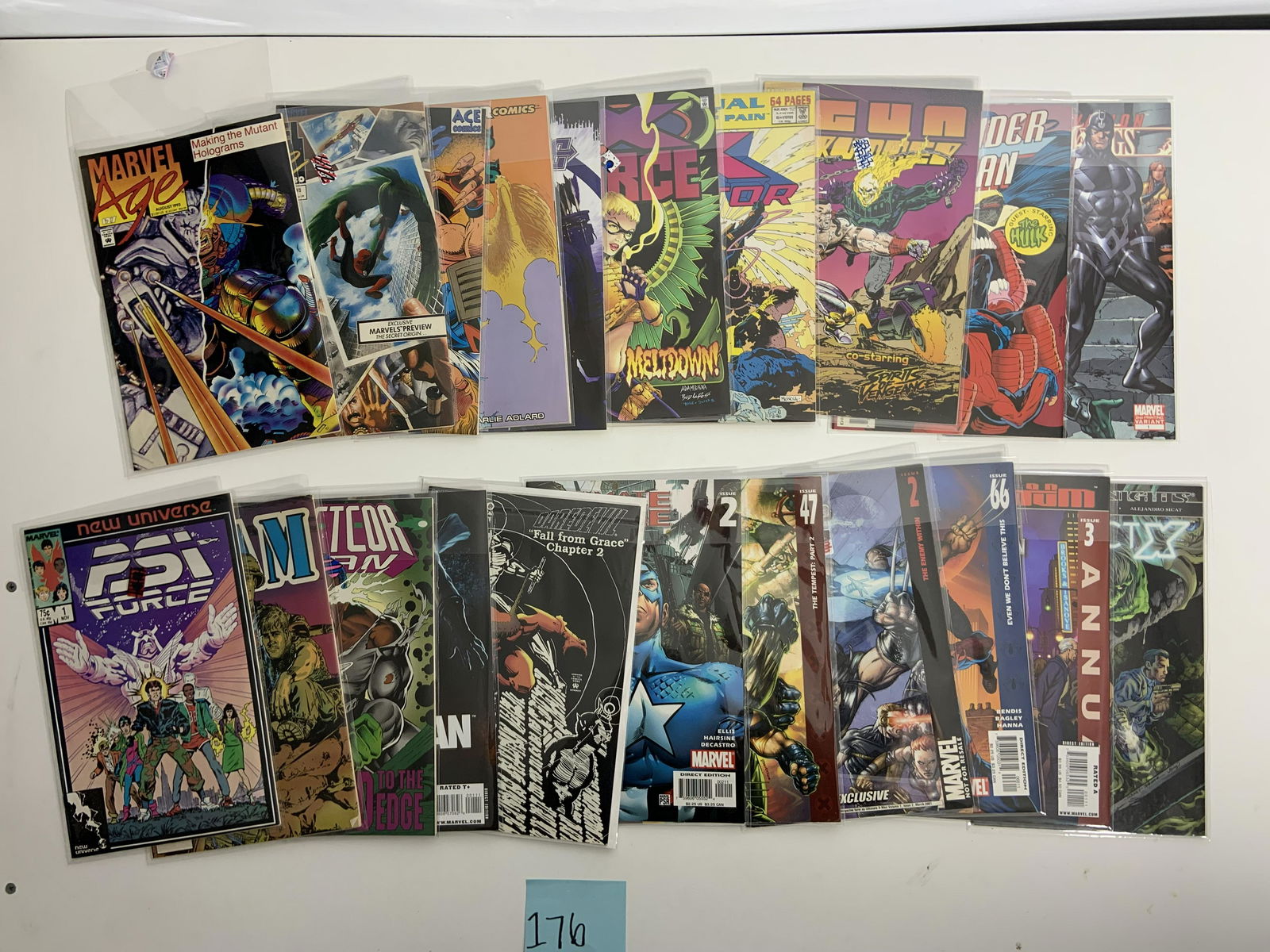 Marvel 1986, 1987, 1991, 1993, 1996, 2003, 2004, 2005, 2008, 2009, 2010: District X No. 7 Jan 2005, Ultimate Spider-man Annual No. 3 Dec 2008, Ultimate Spider-man No. 66 Dec 2004, Ultimate X-Men Vol. 1 No. 2 July 2003, Ultimate X-Men No. 47 Aug 2004, Ultimate Nightmare No.