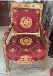 Roger Prigent's Malmaison Empire Giltwood Fauteuil Early 19th Century, Reglit