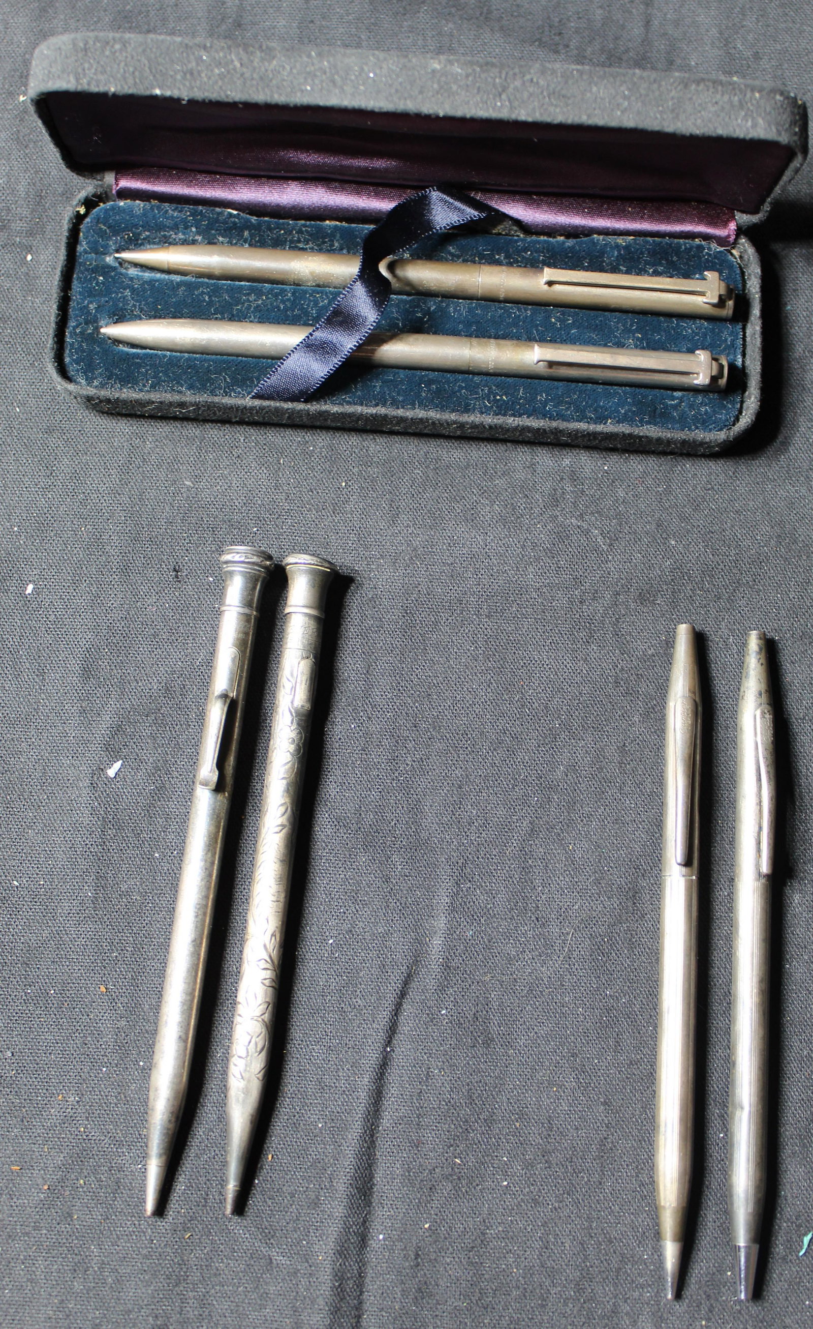 Lot of 6 -  Tiffany & Co., Cartier & Eversharp.925 Sterling Silver Pens & Mechanical Pencil Sets (1 of 5)