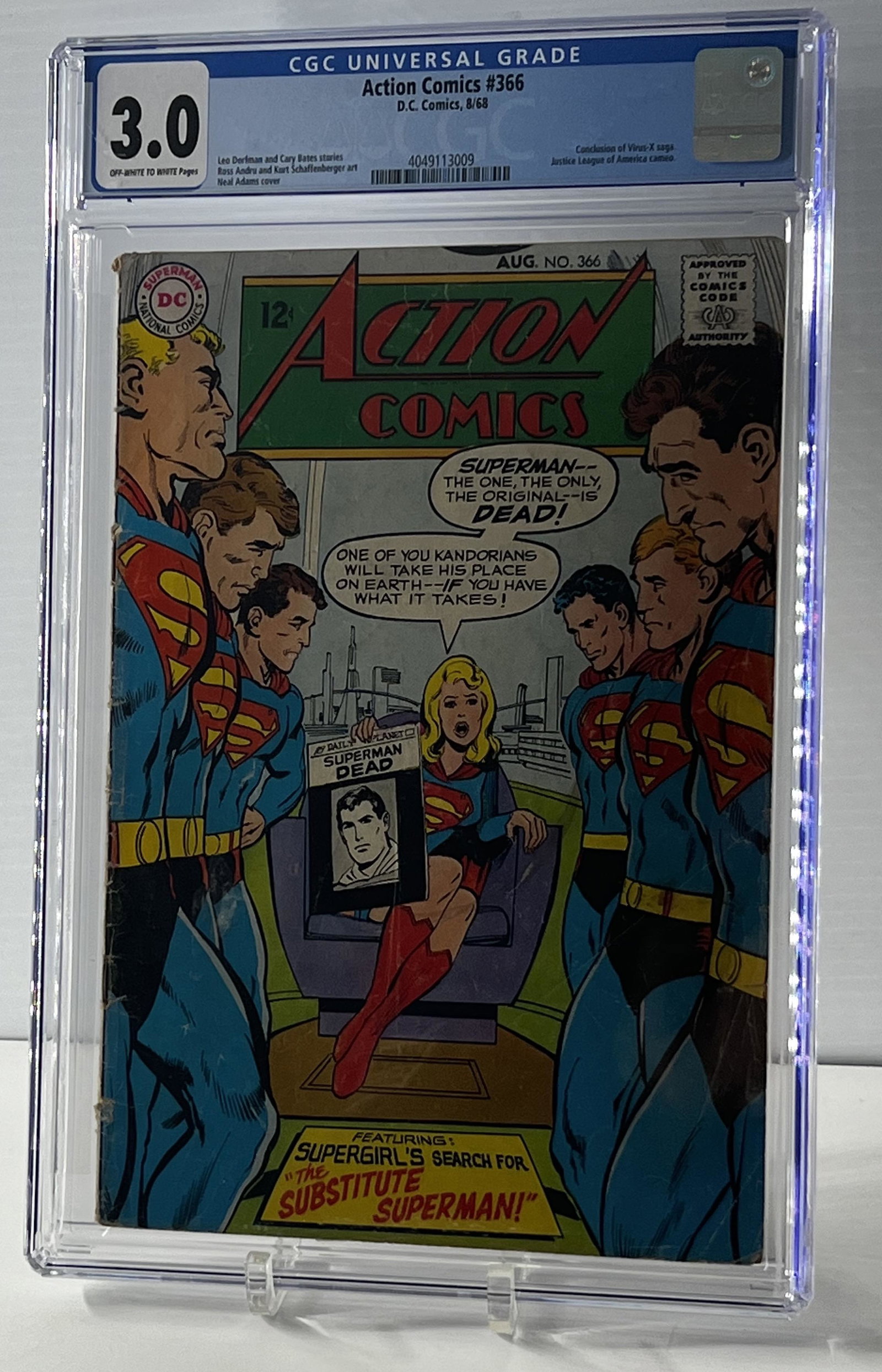 Action Comics 366 8/68 D.C. Comics Universal CGC 3.0 OFF-WHITE TO WHITE (1 of 4)